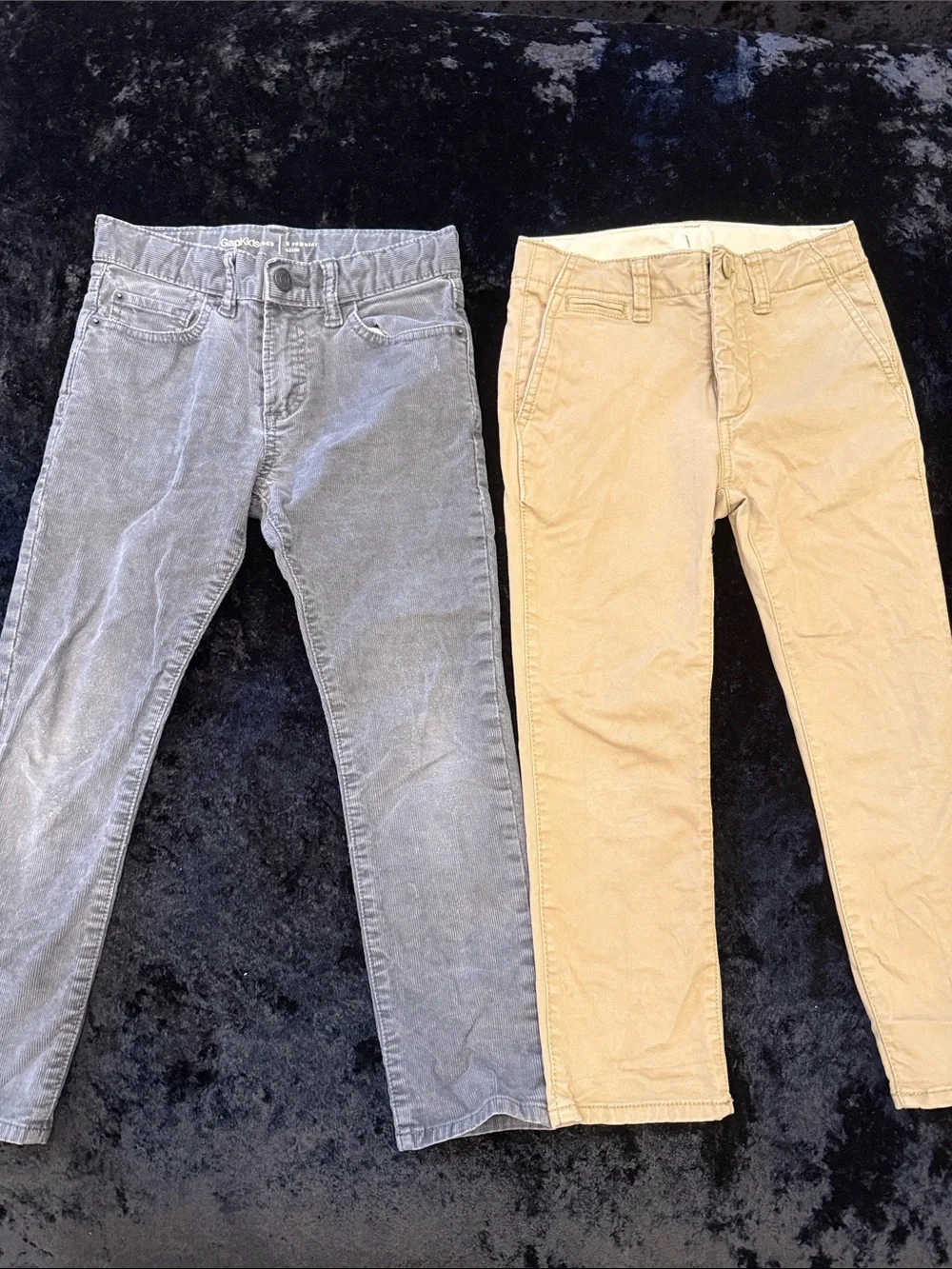 2 Pairs of Gap Pants. Kids Slim Fit Grey Corduroy and khaki Pants